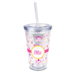 Princess Carriage 16oz Double Wall Acrylic Tumbler with Lid & Straw - Full Print (Personalized)