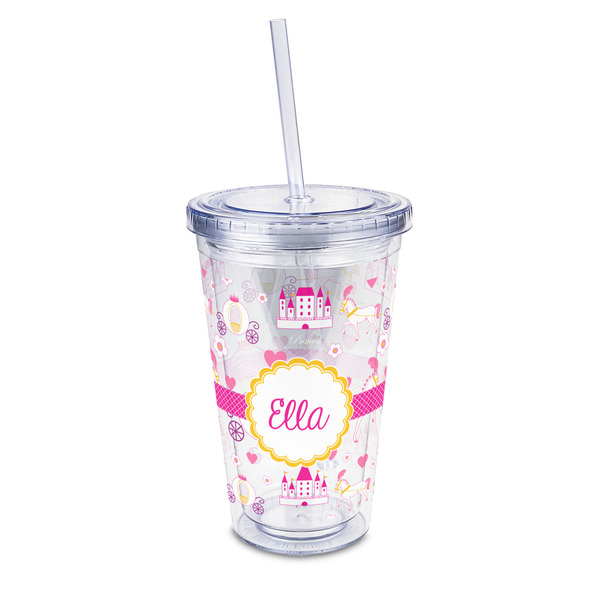 Custom Princess Carriage 16oz Double Wall Acrylic Tumbler with Lid & Straw - Full Print (Personalized)