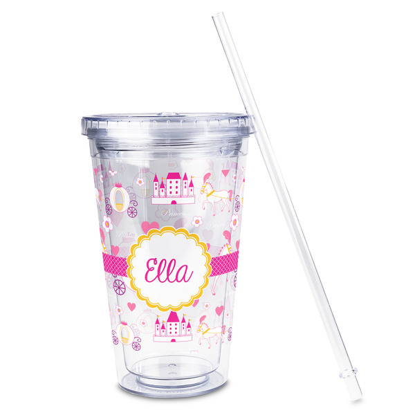 Princess Carriage Acrylic Tumbler - Full Print - Front straw out