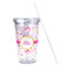 Princess Carriage Acrylic Tumbler - Full Print - Front straw out