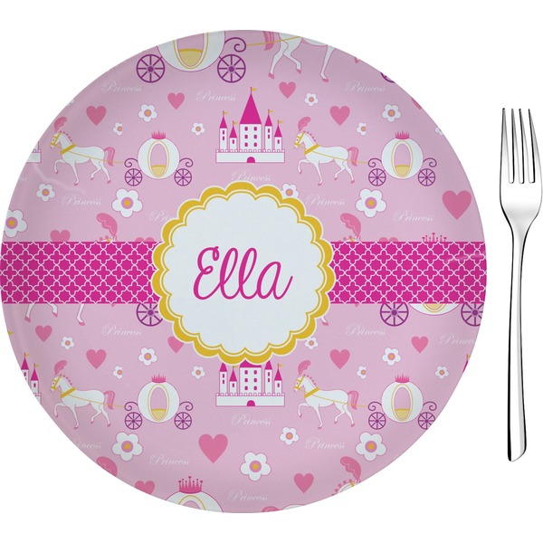 Custom Princess Carriage 8" Glass Appetizer / Dessert Plates - Single or Set (Personalized)