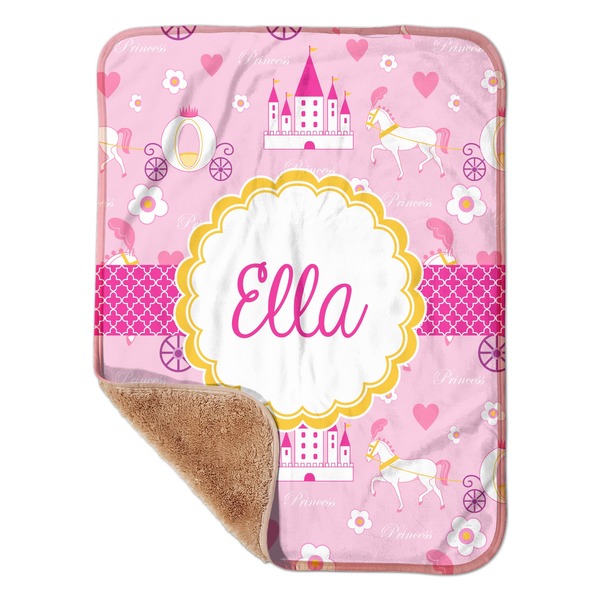 Custom Princess Carriage Sherpa Baby Blanket - 30" x 40" w/ Name or Text