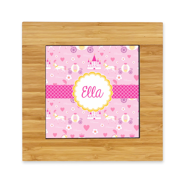 Custom Princess Carriage Bamboo Trivet with Ceramic Tile Insert (Personalized)