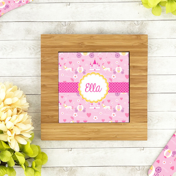 Princess Carriage Bamboo Trivet with 6" Tile - LIFESTYLE