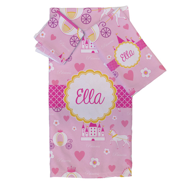 Custom Princess Carriage Bath Towel Set - 3 Pcs (Personalized)