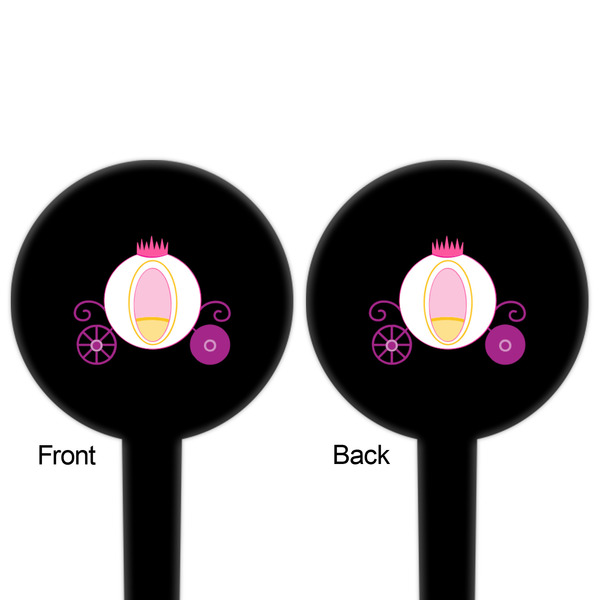Princess Carriage Black Plastic 4" Food Pick - Round - Double Sided - Front & Back