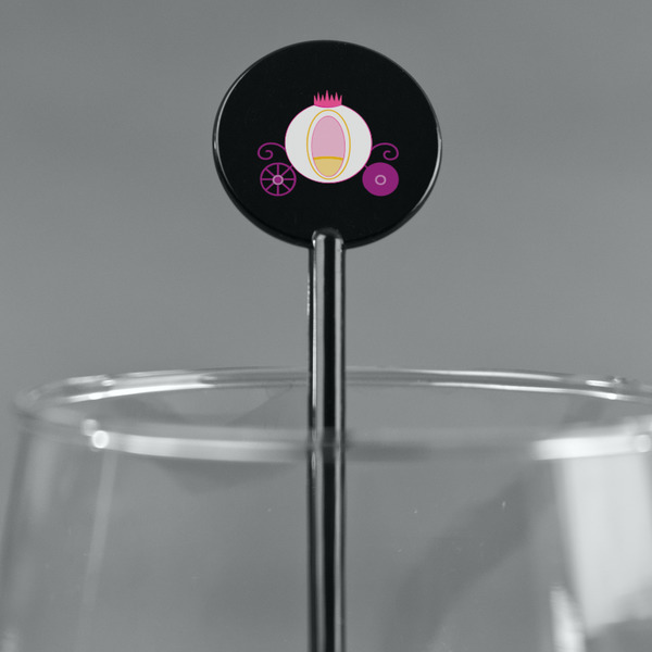 Princess Carriage Black Plastic 5.5" Stir Stick - Round - Main