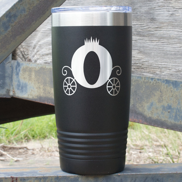 Custom Princess Carriage 20 oz Stainless Steel Tumbler - Black - Double Sided (Personalized)
