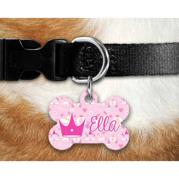 Princess Carriage Bone Shaped Dog Tag on Collar & Dog