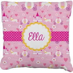 Princess Carriage Faux-Linen Throw Pillow 16" (Personalized)