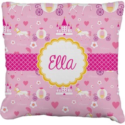 Princess Carriage Faux-Linen Throw Pillow 18" (Personalized)