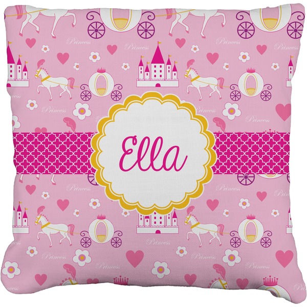 Custom Princess Carriage Faux-Linen Throw Pillow 18" (Personalized)