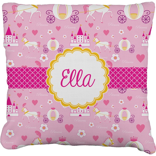 Custom Princess Carriage Faux-Linen Throw Pillow (Personalized)