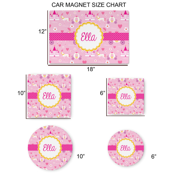 Princess Carriage Car Magnets - SIZE CHART