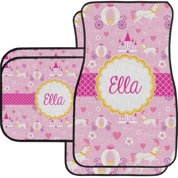 Custom Princess Carriage Car Floor Mats Set - 2 Front & 2 Back (Personalized)