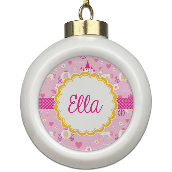 Custom Princess Carriage Ceramic Ball Ornament (Personalized)