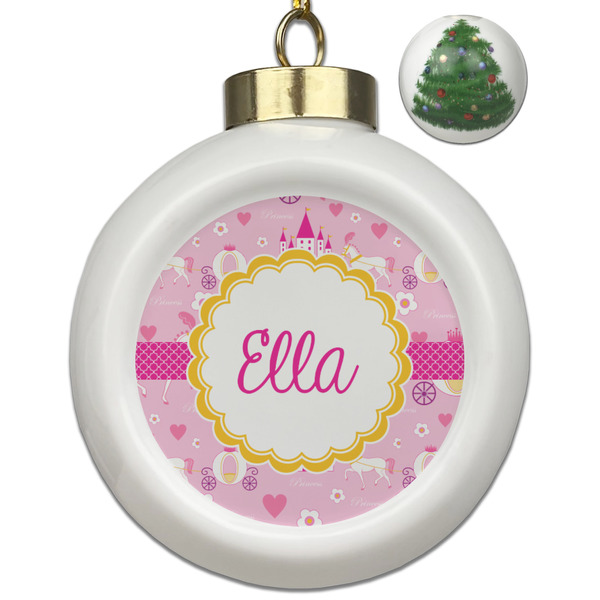Custom Princess Carriage Ceramic Ball Ornament - Christmas Tree (Personalized)