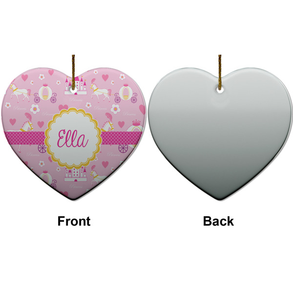 Princess Carriage Ceramic Flat Ornament - Heart Front & Back (APPROVAL)