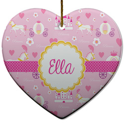 Princess Carriage Heart Ceramic Ornament w/ Name or Text