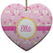 Princess Carriage Ceramic Flat Ornament - Heart (Front)