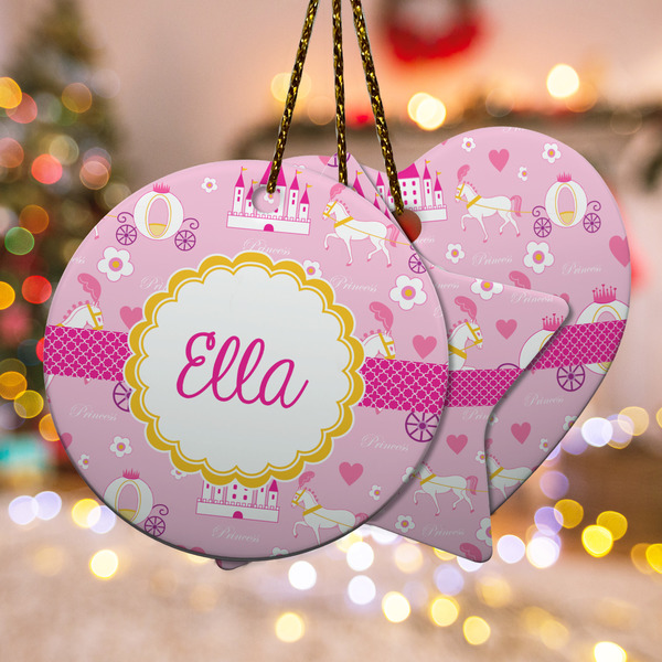 Custom Princess Carriage Ceramic Ornament w/ Name or Text