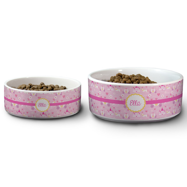 Princess Carriage Ceramic Dog Bowls - Size Comparison