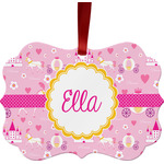 Princess Carriage Metal Frame Ornament - Double Sided w/ Name or Text