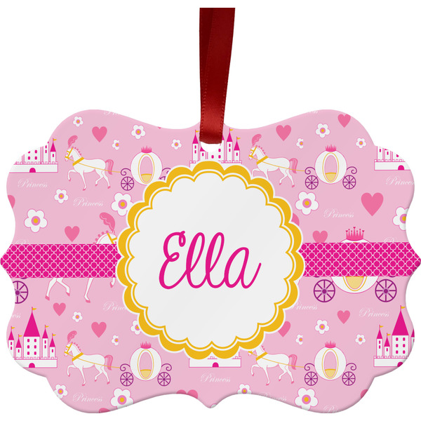 Custom Princess Carriage Metal Frame Ornament - Double Sided w/ Name or Text