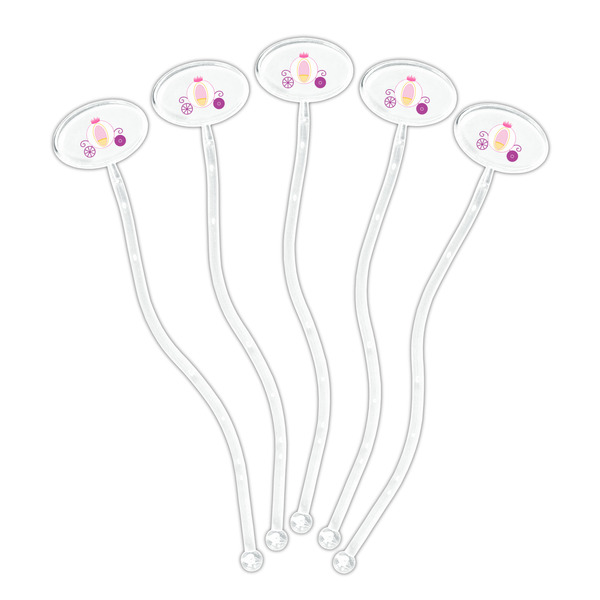 Princess Carriage Clear Plastic 7" Stir Stick - Oval - Fan
