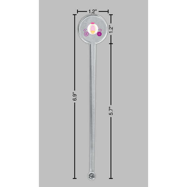 Princess Carriage Clear Plastic 7" Stir Stick - Round - Dimensions