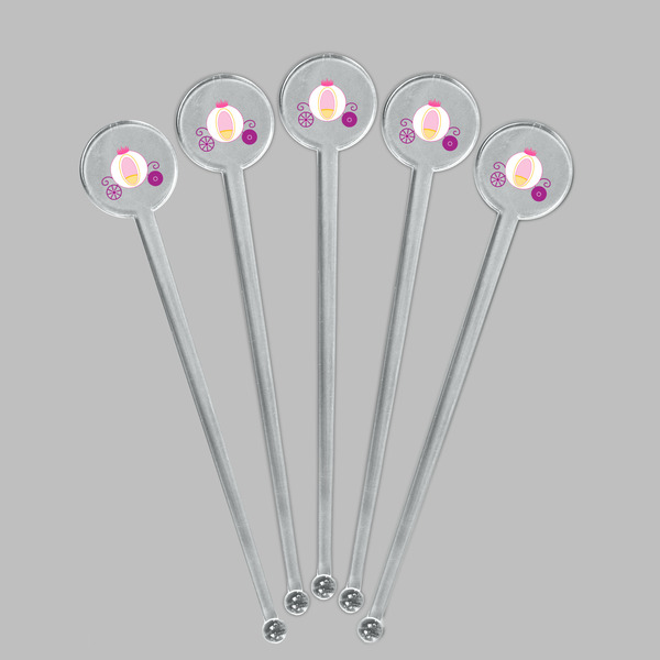 Princess Carriage Clear Plastic 7" Stir Stick - Round - Fan View