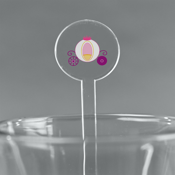 Custom Princess Carriage 5.5" Round Plastic Stir Sticks - Clear
