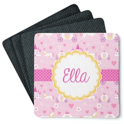 Princess Carriage Square Rubber Backed Coasters - Set of 4 (Personalized)