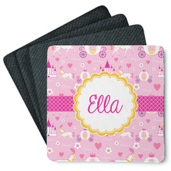 Princess Carriage Square Rubber Backed Coasters - Set of 4 (Personalized)