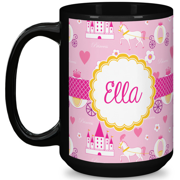 Custom Princess Carriage 15 Oz Coffee Mug - Black (Personalized)