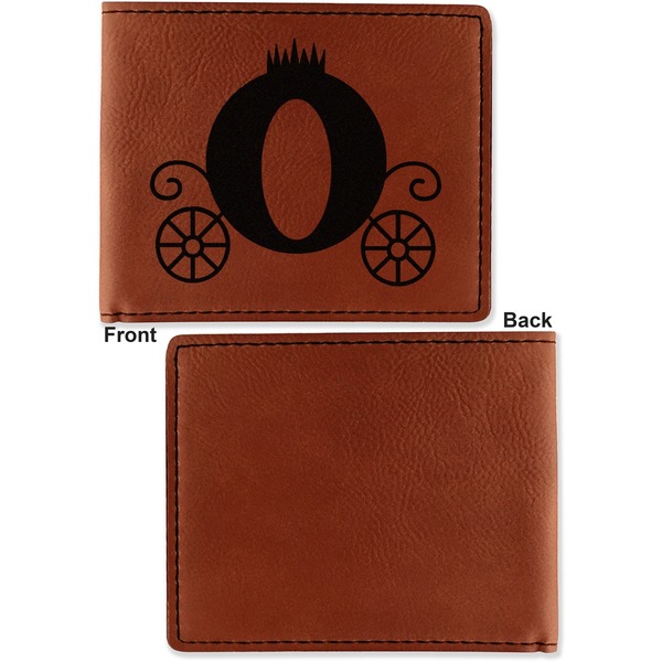 Princess Carriage Cognac Leatherette Bifold Wallets - Front and Back Single Sided - Apvl