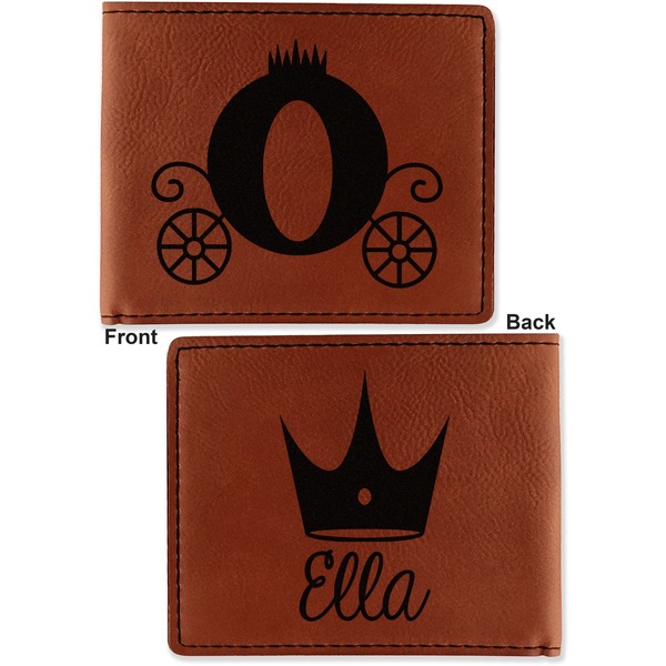 Princess Carriage Cognac Leatherette Bifold Wallets - Front and Back