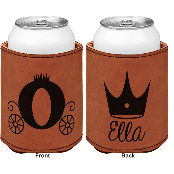 Princess Carriage Cognac Leatherette Can Sleeve - Double Sided Front and Back