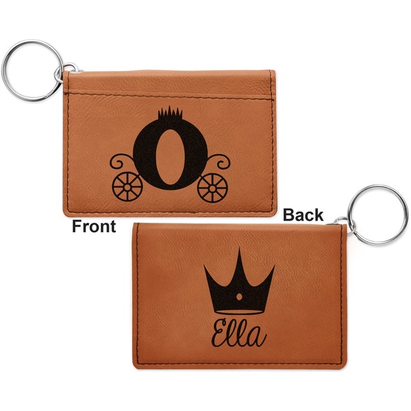 Princess Carriage Cognac Leatherette Keychain ID Holders - Front and Back Apvl