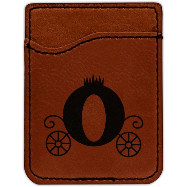 Princess Carriage Cognac Leatherette Phone Wallet close up