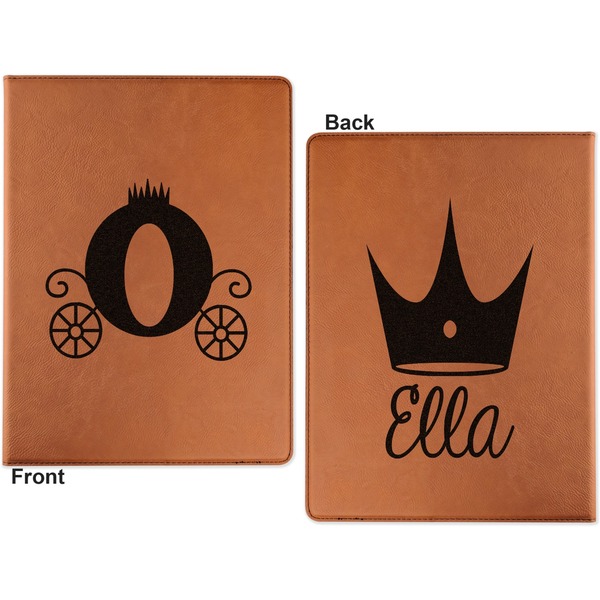 Princess Carriage Cognac Leatherette Portfolios with Notepad - Large - Double Sided - Apvl