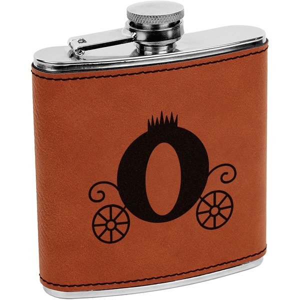 Custom Princess Carriage Leatherette Wrapped Stainless Steel Flask