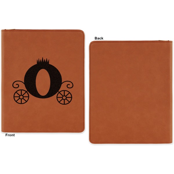 Princess Carriage Cognac Leatherette Zipper Portfolios with Notepad - Single Sided - Apvl