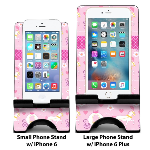 Princess Carriage Compare Phone Stand Sizes - with iPhones