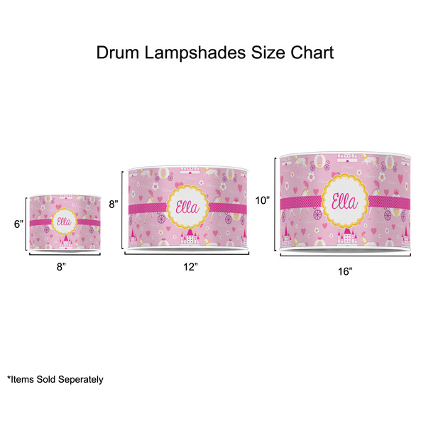 Princess Carriage Drum Lampshades - Sizing Chart