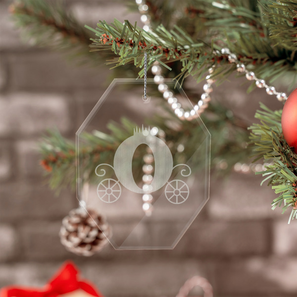 Princess Carriage Engraved Glass Ornaments - Octagon (Lifestyle)