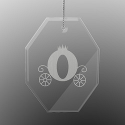 Princess Carriage Engraved Glass Ornament - Octagon