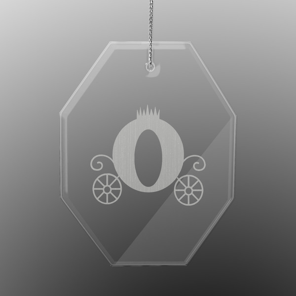 Princess Carriage Engraved Glass Ornaments - Octagon