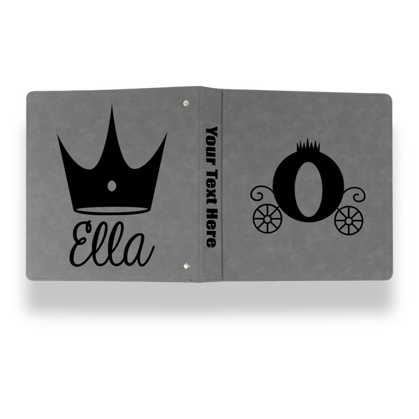 Princess Carriage Leather Binder - 1" - Grey - Back Spine Front View