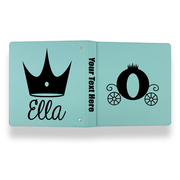 Princess Carriage Leather Binder - 1" - Teal - Back Spine Front View